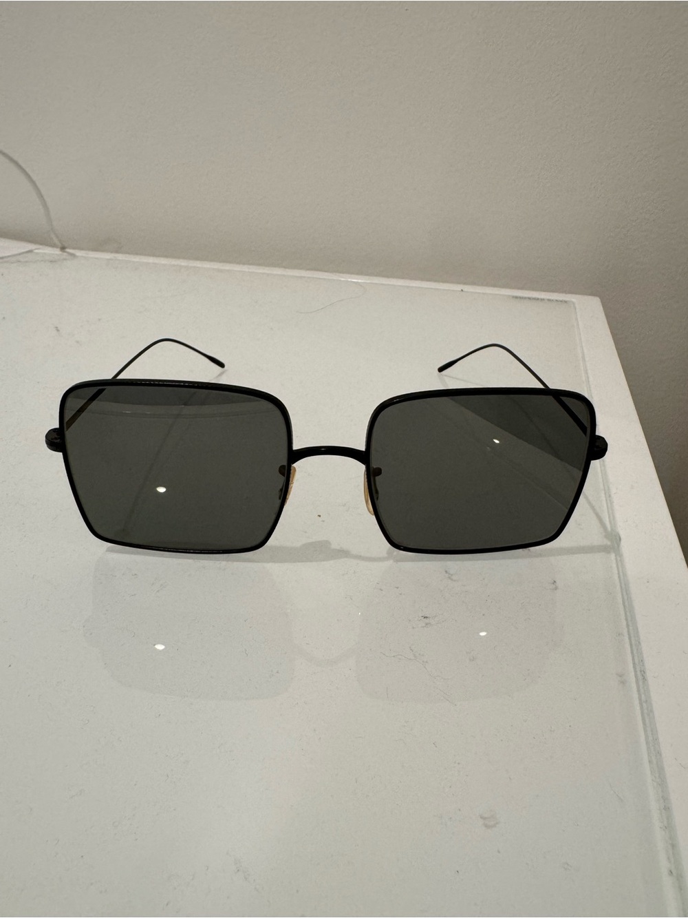 Oliver Peoples Black Square Metal Sunglasses in black